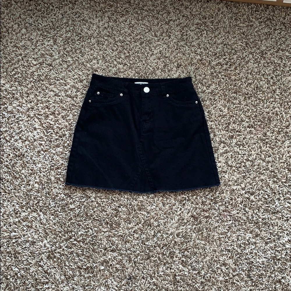 Black denim skirt